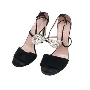 Gucci Black Rhinestone GG Suede Sandals Size: EU 37.5/ US 7.5